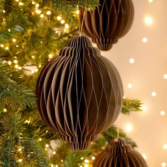 Christmas  -  Brown Paper Onion Christmas Decoration - 20cm  -  60012155