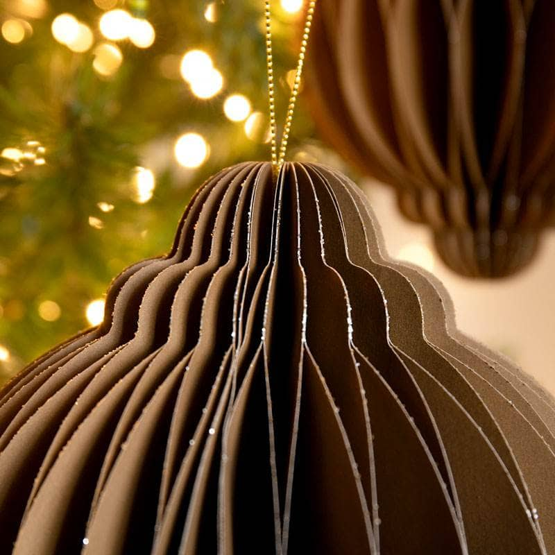 Christmas  -  Brown Paper Onion Christmas Decoration - 20cm  -  60012155