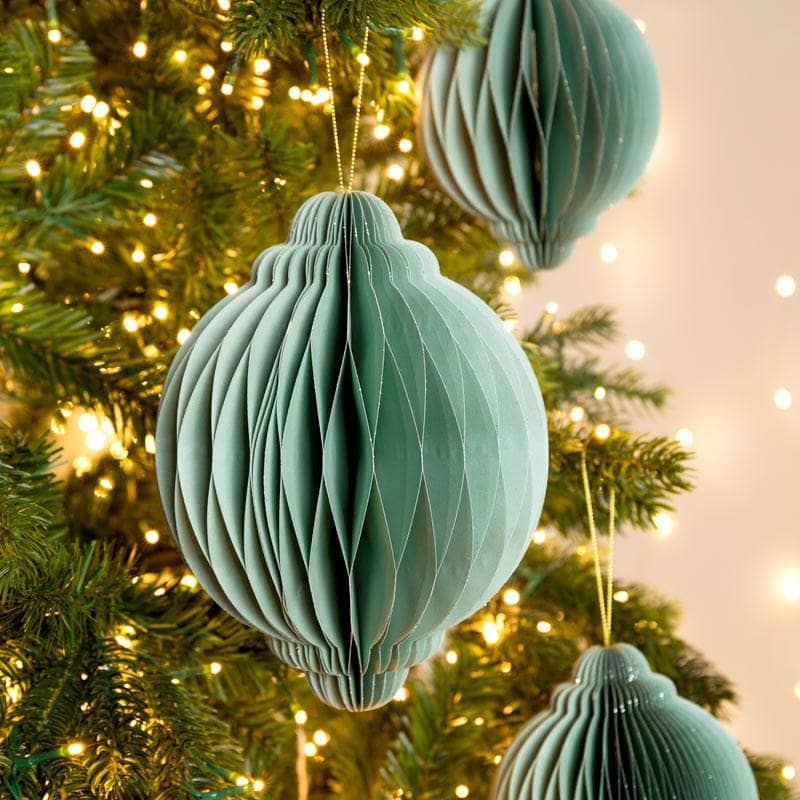 Christmas  -  Mint Paper Onion Christmas Tree Decoration - 20cm  -  60012156