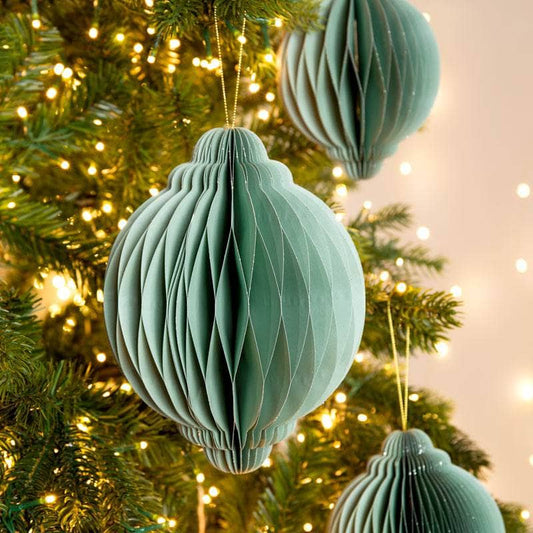 Christmas  -  Mint Paper Onion Christmas Tree Decoration - 20cm  -  60012156