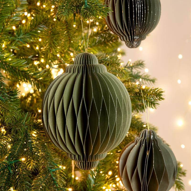 Christmas  -  Green Paper Onion Christmas Tree Decoration - 20cm  -  60012157