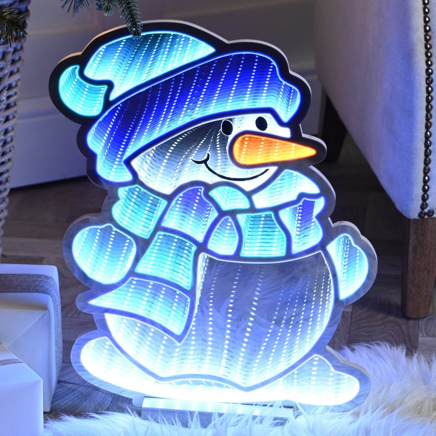 Christmas  -  Blue Snowman Infinity Light - 40cm  -  60012166