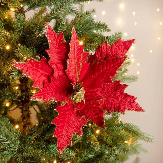 Christmas  -  Red & Gold Poinsettia Decoration - 33cm  -  60012177