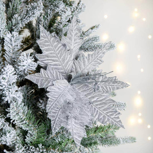 Christmas  -  Silver Poinsettia Decoration - 33cm  -  60012180