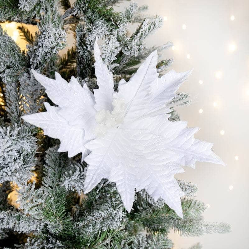 Christmas  -  White Poinsettia Decoration - 33cm  -  60012181