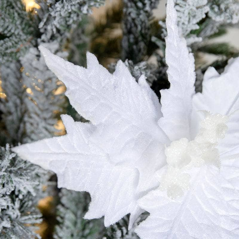 Christmas  -  White Poinsettia Decoration - 33cm  -  60012181