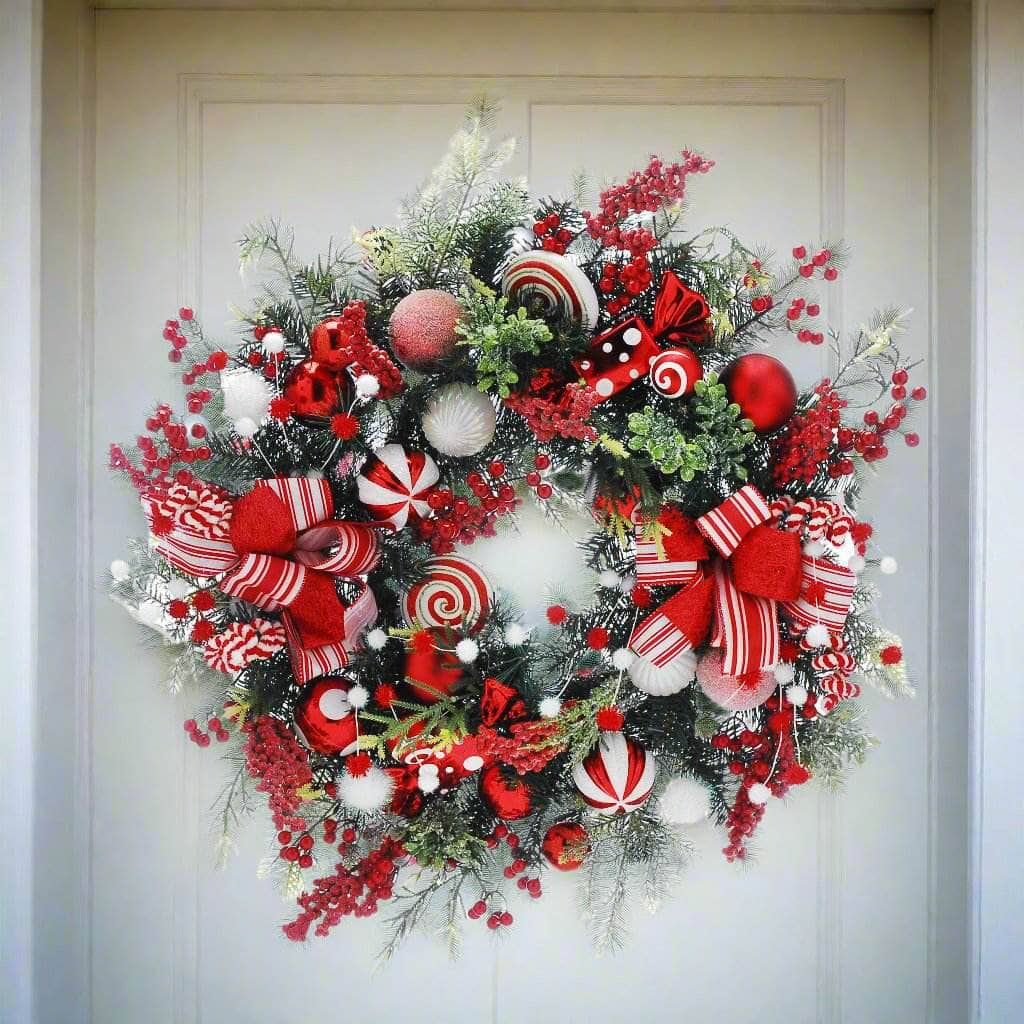 Christmas  -  Candy Sweet & Red Berries Wreath - 76cm  -  60012184