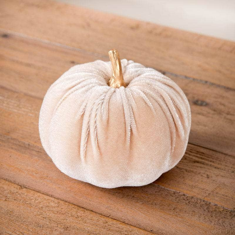 Homeware  -  Cream Velvet Pumpkin - 8cm  -  60012197