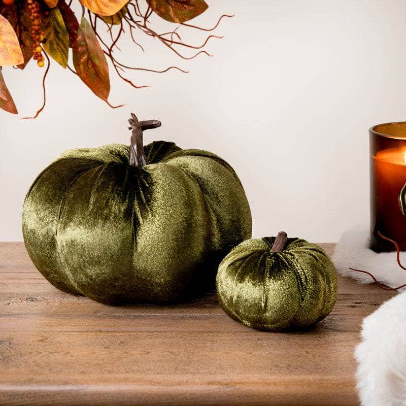 Homeware  -  Green Velvet Pumpkin  - 18cm  -  60012199