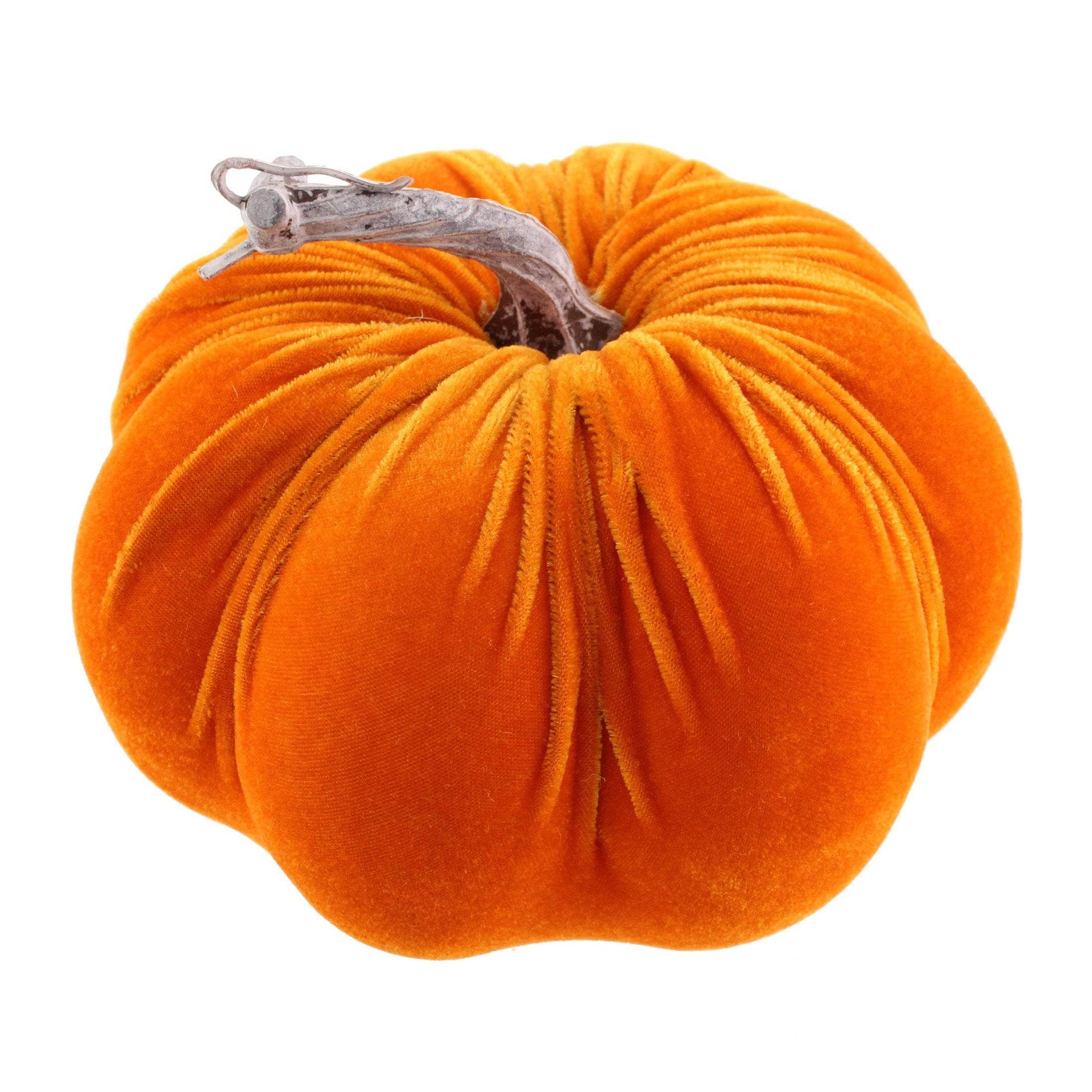 Homeware  -  Orange Velvet Pumpkin  - 18cm  -  60012201