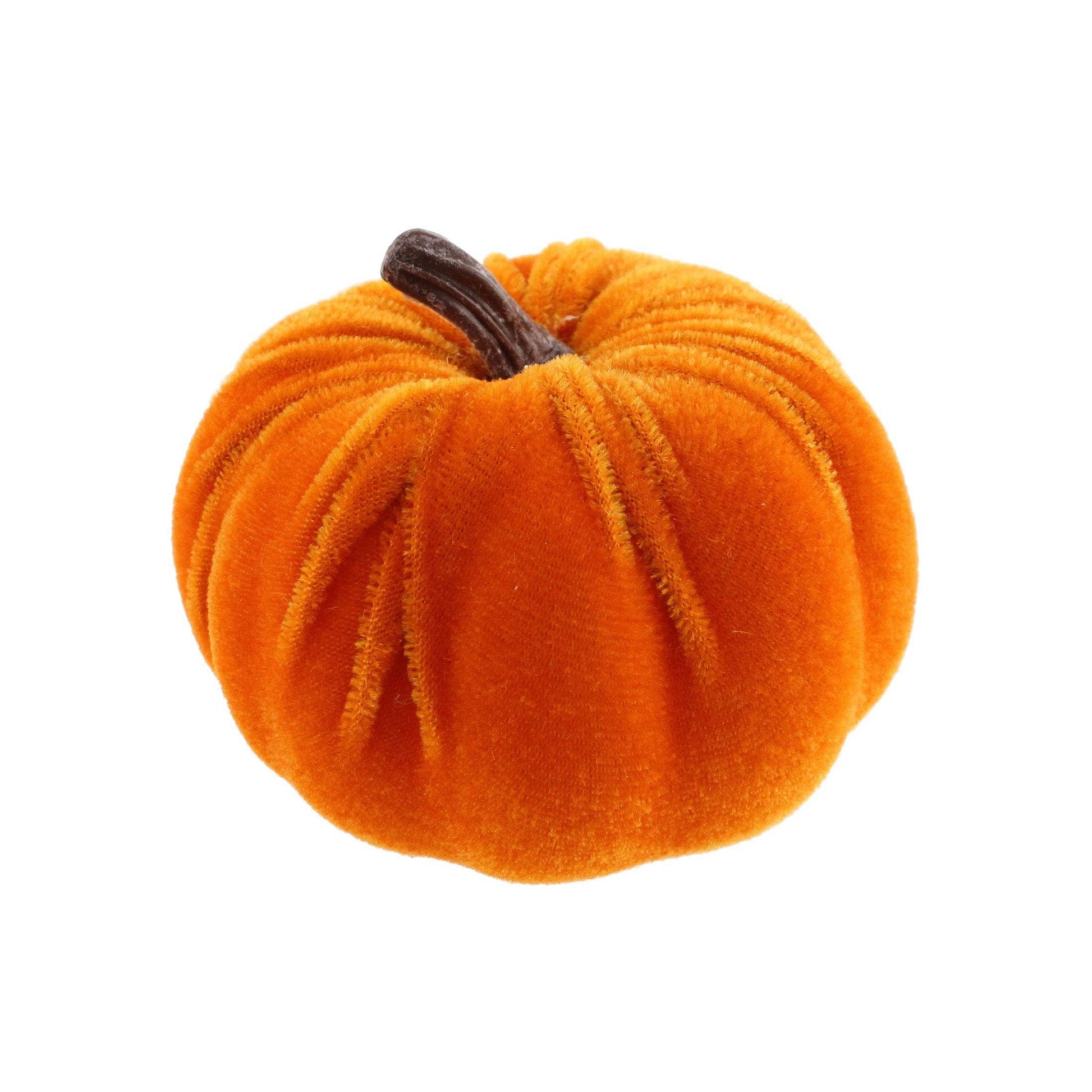 Homeware  -  Orange Velvet Pumpkin  - 8cm  -  60012203