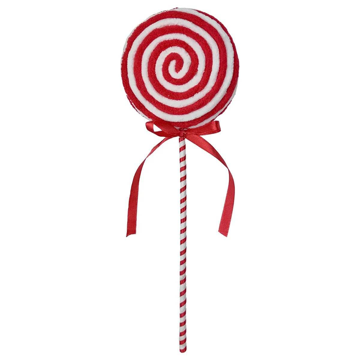 Christmas  -  Red & White Chenille Lolly Decoration - 39cm  -  60012214