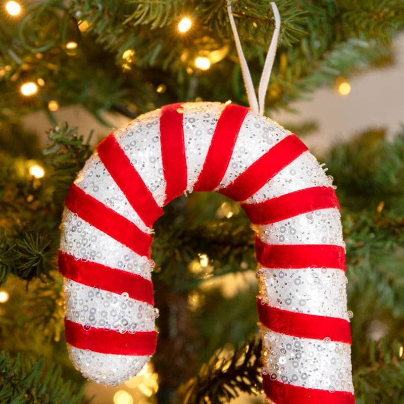 Christmas  -  Red & White Sparkle Candy Cane - 34cm  -  60012218