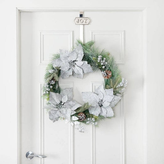 Christmas  -  Frosted Poinsettia & Fern Wreath - 61cm  -  60012246