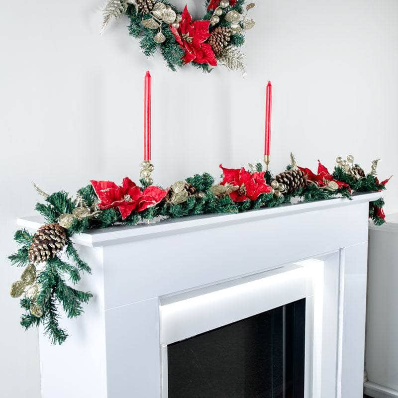 Christmas  -  Red Poinsettia Garland - 182cm  -  60012251