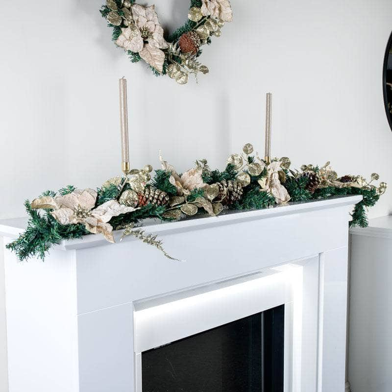 Christmas  -  Champagne Poinsettia Garland - 6ft  -  60012253