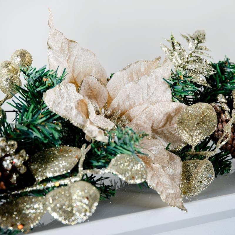 Christmas  -  Champagne Poinsettia Garland - 6ft  -  60012253