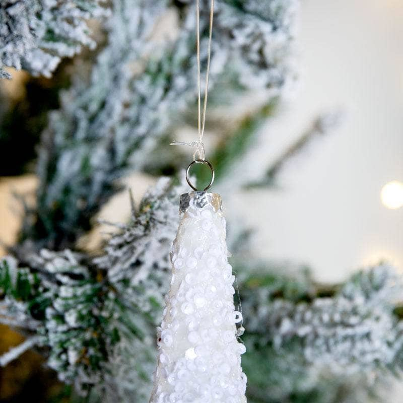 Christmas  -  White Glitter Drop Hanging Decoration  -  60012264