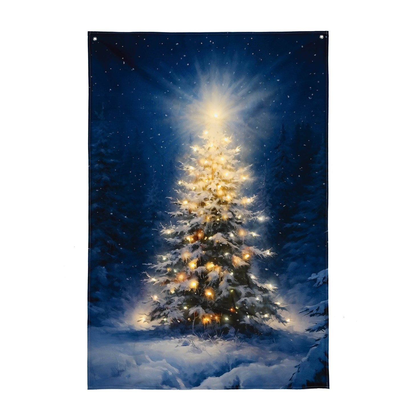 Christmas  -  Light Up Christmas Tree Scene Fabric Banner - 1 x 1.45m  -  60012279