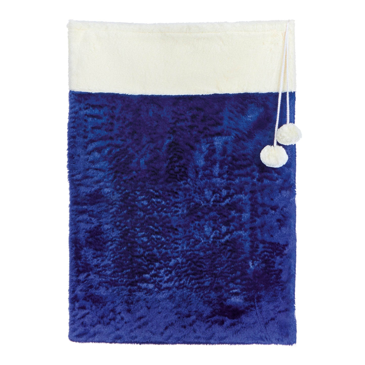 Christmas  -  Blue Sack With White Trim & Pom Poms - 80 x 55cm  -  60012289