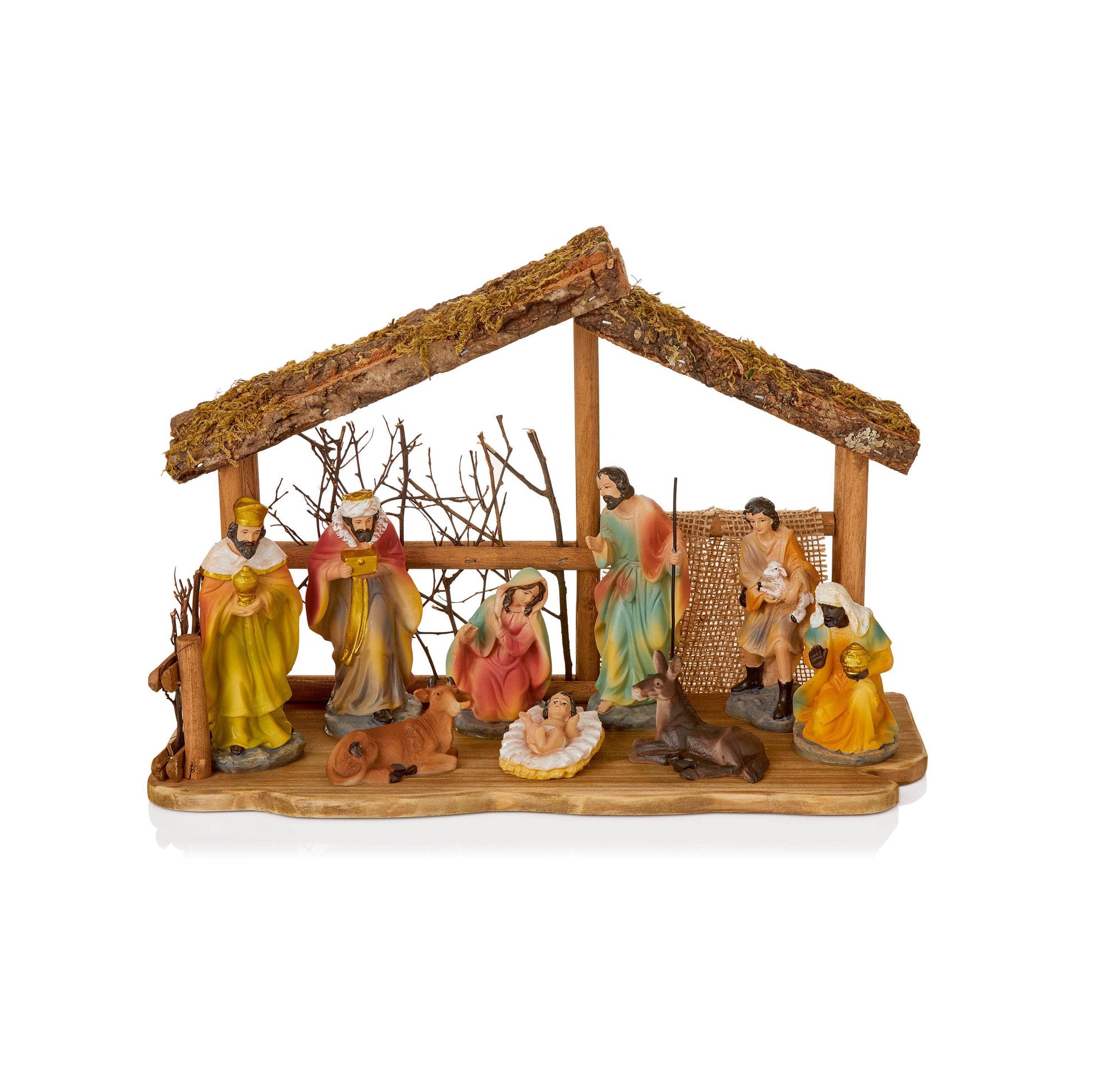 Christmas  -  Nativity Scene With Wooden House - 35cm  -  60012296