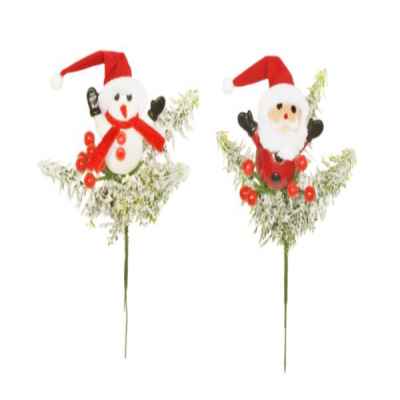 Christmas  -  Assorted Santa & Snowman Frosted Pine - 20cm  -  60012332