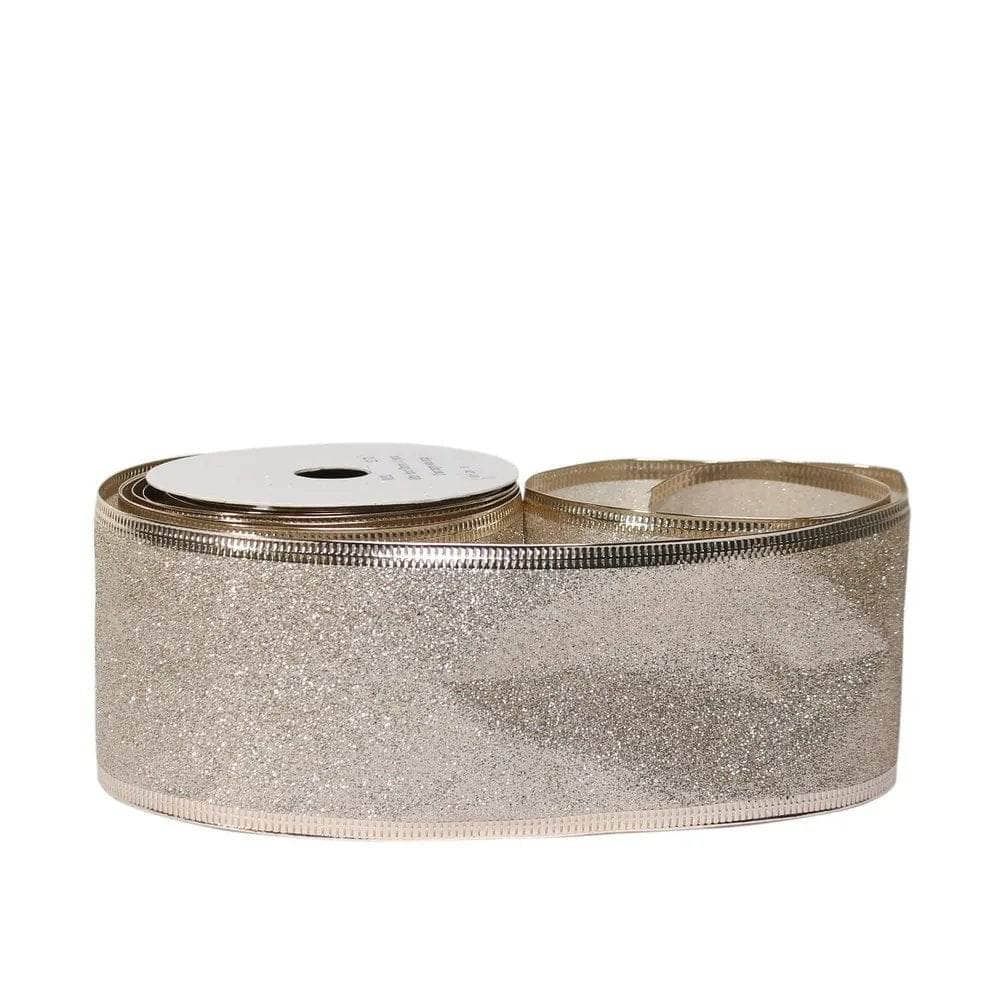 Christmas  -  Champagne Glitter Ribbon -  63mm x 10 yards  -  60012404