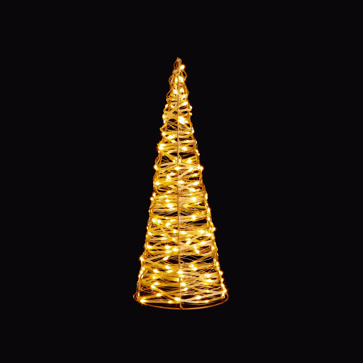 Christmas - Set of 3 Rose Gold Christmas Cones With 900 Warm White LEDs - 60012413