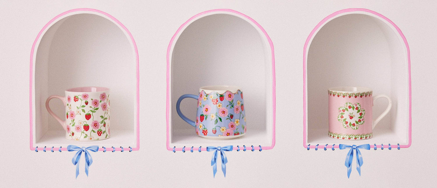 Homeware  -  Cath Kidston Strawberry Boarder Mollie Mug - Pink  -  60012978