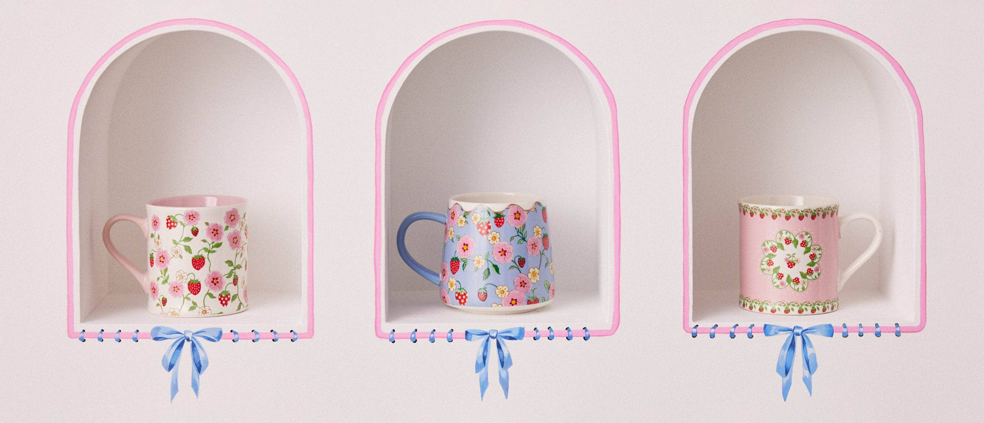 Homeware  -  Cath Kidston Strawberry Boarder Mollie Mug - Pink  -  60012978