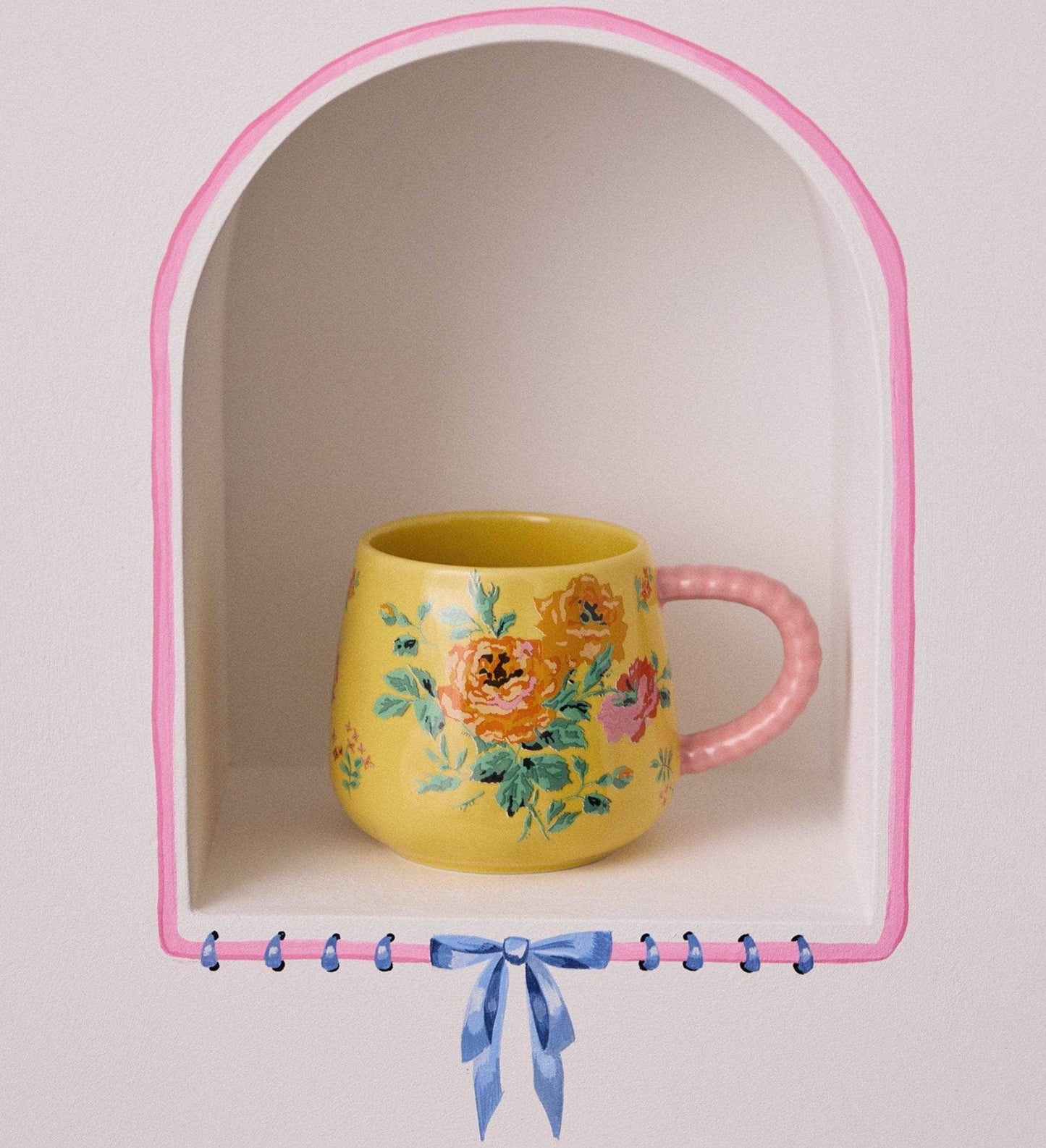 Kitchenware  -  Cath Kidston Rose Twisted Handle Mug - Yellow  -  60012979