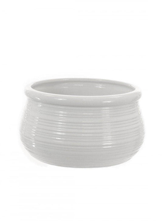 Homeware  -  Ceramic Lined Bowl Vase - White  -  60005586