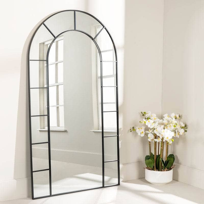 Mirrors  -  Black Arch Top Window Leaner Mirror 100x179cm  -  60010950