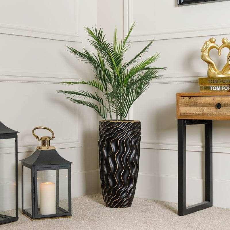 Homeware -  Black & Gold Ripple Vase - 67cm  -  60008149