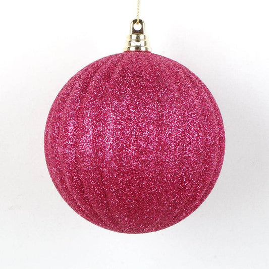 Burgundy Striped Christmas Bauble - 10cm -  60006814