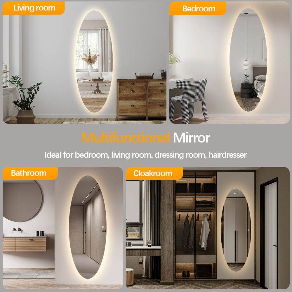 Mirrors  -  LED Oval Mirror - Gold  -  60013449