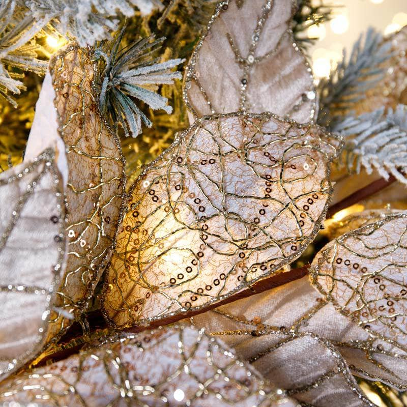 Christmas  -  Champagne Glitter Leaf Garland - 118cm  -  60008685