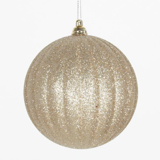 Christmas  -  Champagne Striped Christmas Bauble - 10cm  -  60006815