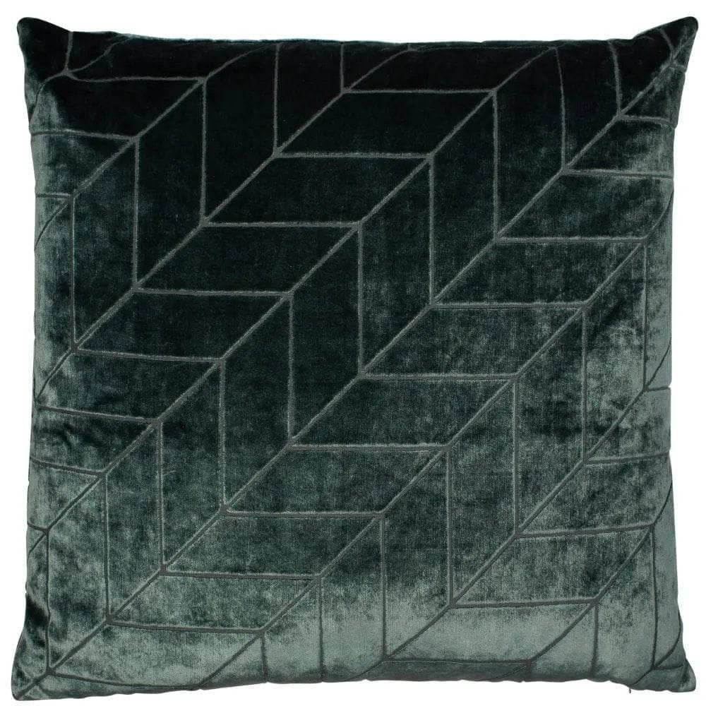 Homeware -  Cut Velvet Chevron Cushion - Pine  -  60010230