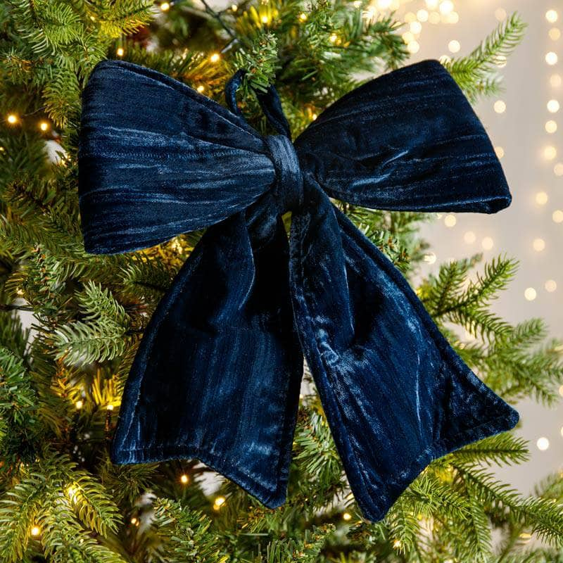 Christmas  -  Dark Blue Velvet Bow - 34cm  -  60008476