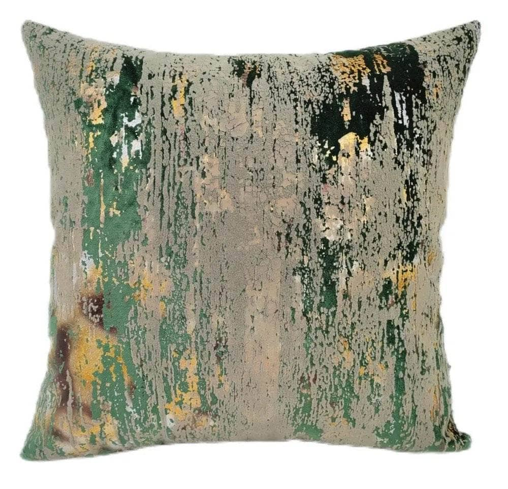 Homeware  -  Flock & Foil Cushion - Green  -  60010233