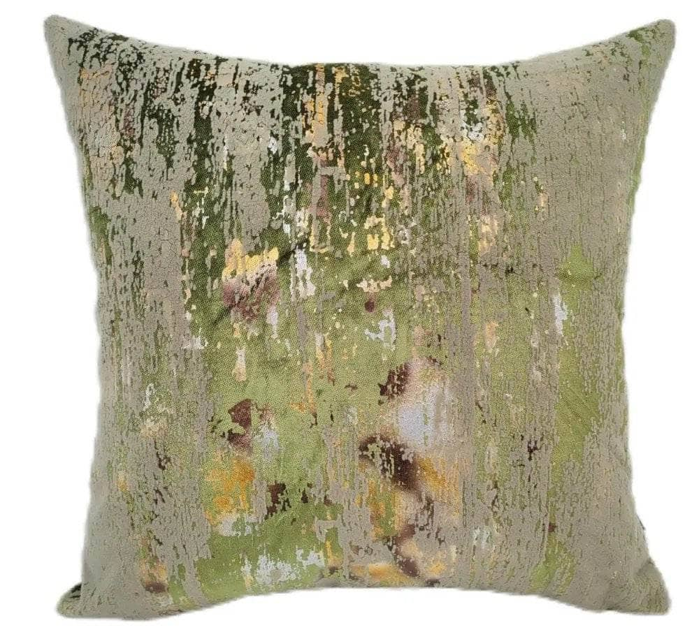 Homeware  -  Flock & Foil Cushion - Olive  -  60010235