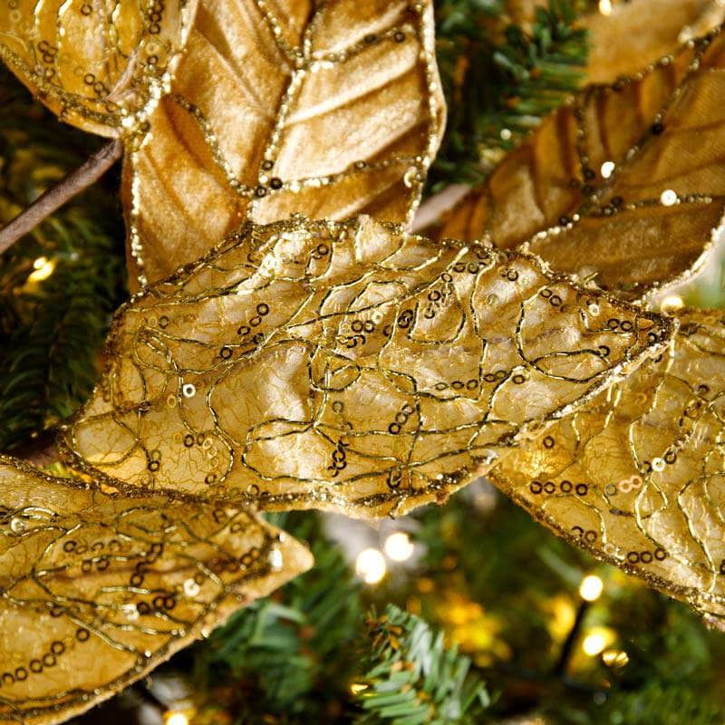 Christmas  -  Gold Glitter Leaf Garland - 118cm  -  60008683