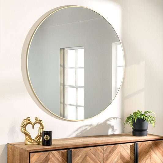 Mirrors  -  Gold Round Wall Mirror - 120cm  -  60009770