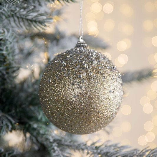 Gold Sequin Beaded Foam Bauble - 10cm