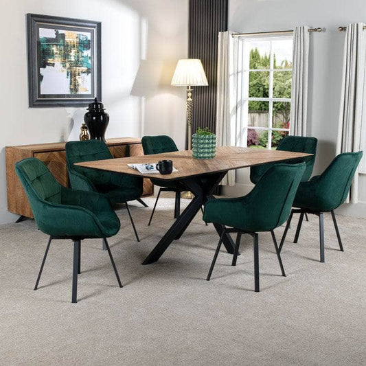 Furniture  -  Herringbone Table & 6 Emerald Montreal Chairs  -  60011148