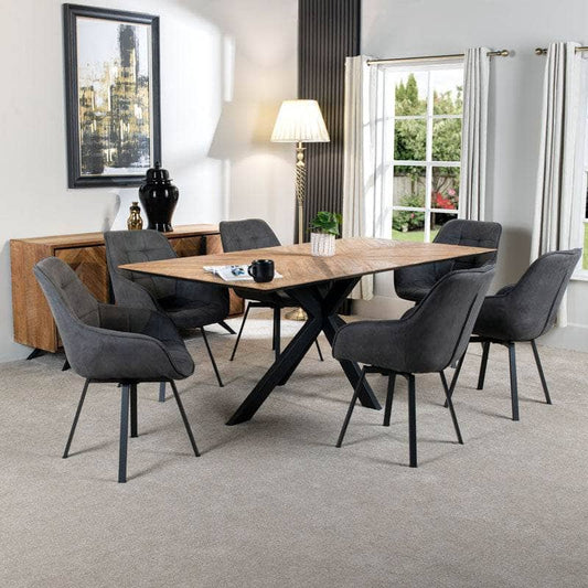 Furniture  -  Herringbone Table & 6 Grey Montreal Chairs  -  60011145