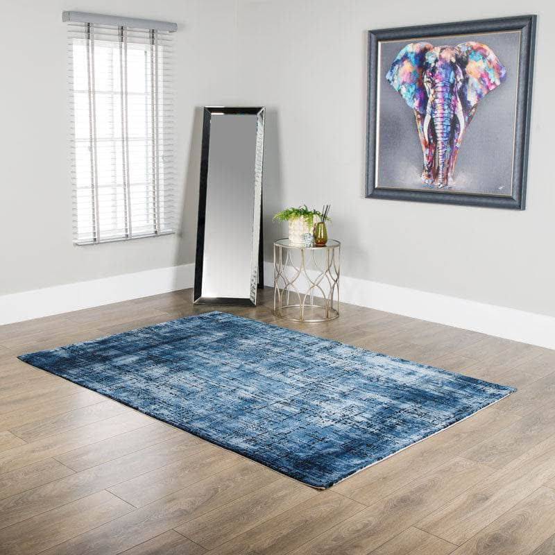 Rugs  -  Asiatic Kuza Abstract Rug - Navy  - 