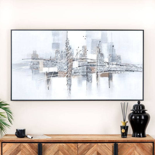 Pictures  -  Black Abstract Framed Canvas (18186) - 150 x 80cm  -  60011586