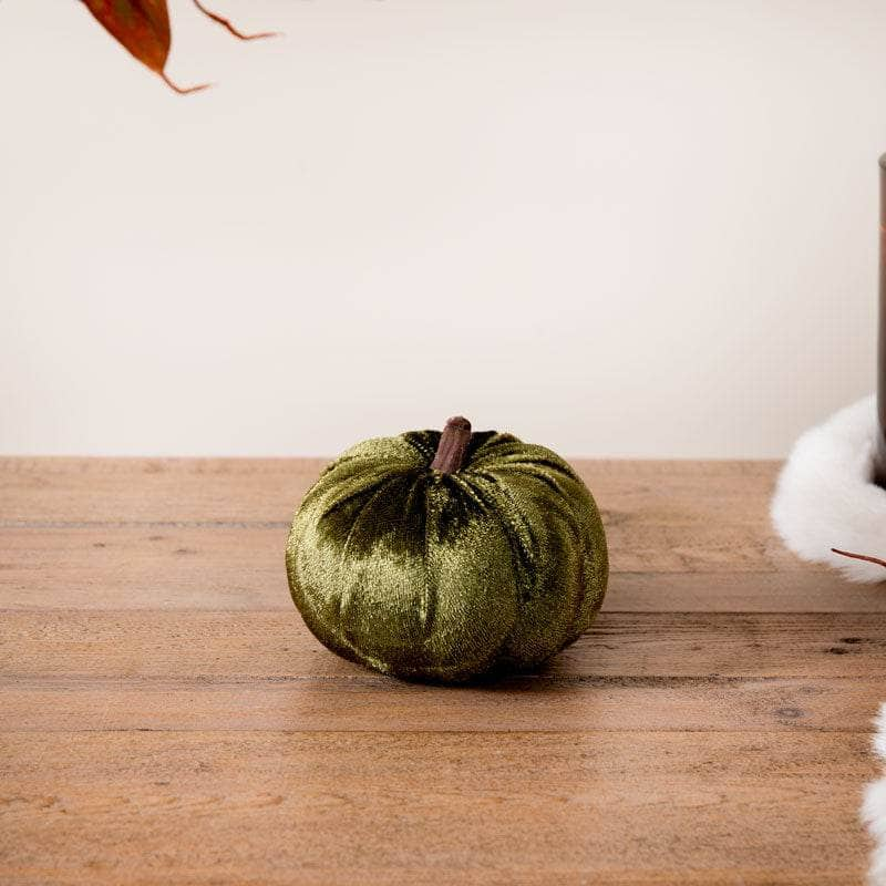 Homeware  -  Green Velvet Pumpkin  - 8cm  -  60012200